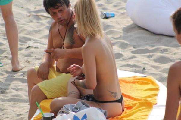plage, couple