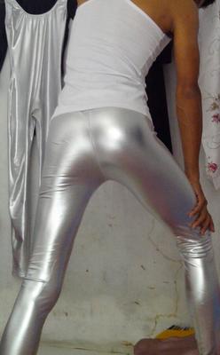 Leggings in Metallic-Silber