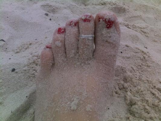 Brittanys hot feet in the sand!