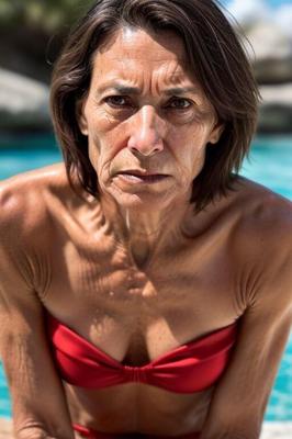 Mamá flaca en la playa
