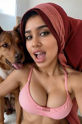 イスラム教徒の少女たちとそのペット
