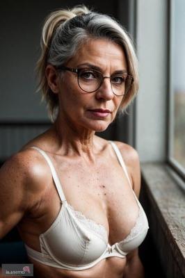 Alte Frau in Unterwäsche