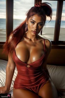 Native american Woman testing red underware