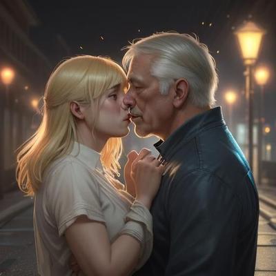AIの娘たちがお父さんにキス