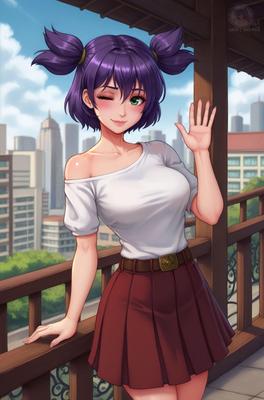 Anime de pelo púrpura chica linda