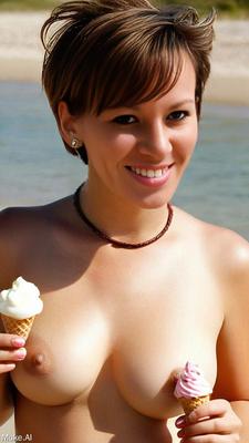 Maestra alemana Annika desnuda en la playa