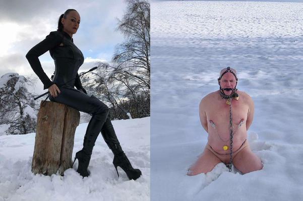 Escravo ao ar livre de neve de inverno