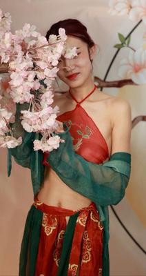Vagabunda chinesa vestida de lingerie tradicional