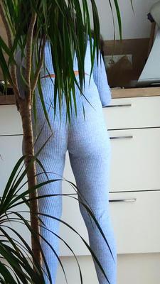 Home outfit, ass shots, see thru string, cumslut wife