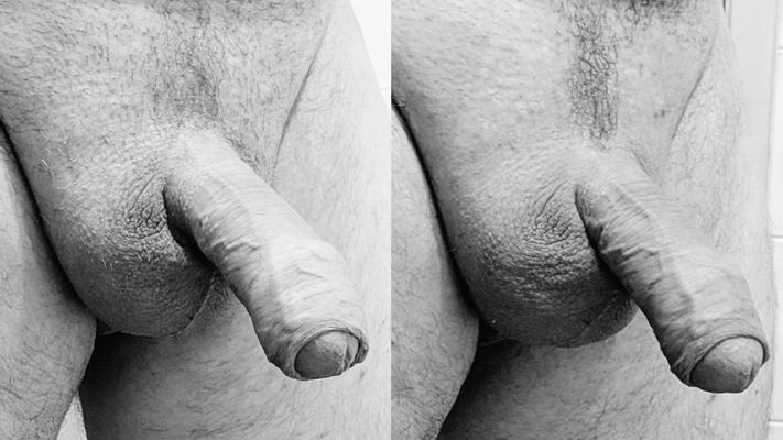 Vor und nach der Rasur in der Dusche