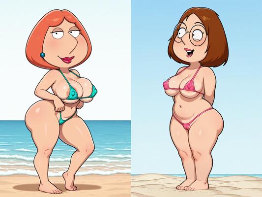 Lois und Meg am Strand