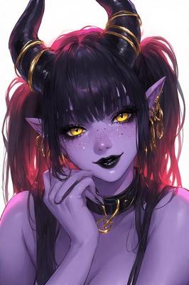 AI Purple Demon Girls Portraits