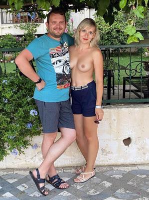 Slutty blonde Irina with her husband