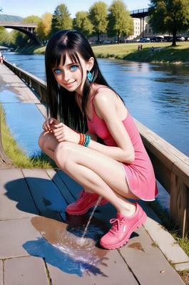 公の場で小便をしている女の子