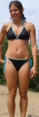 Skinny Teen Ola K. in black bikini