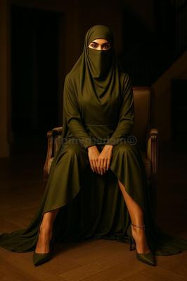 Mon hijab reste serré pendant que mes jambes s'ouvrent largement.