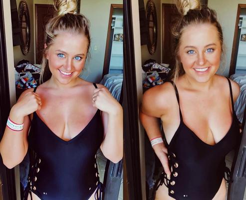 beautiful blonde shows off