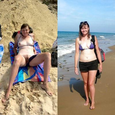 Haarige Frau am Strand