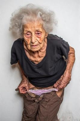 Granny Struggles to Put on Her Pants