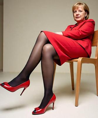 Angela Merkel Legshow in Nylon und Hohen Hacken AI